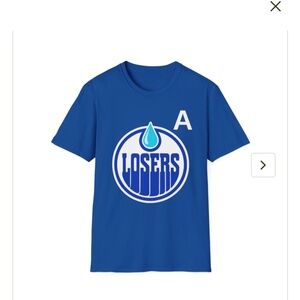 Adidas Edmonton "Losers Cry-Saitl" NHL Jersey Style T-Shirt. Home or Away